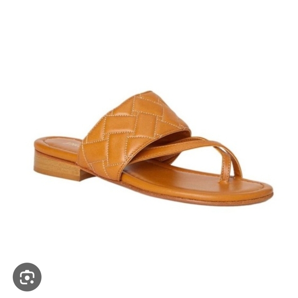 J.Mclaughlin Women's Ondra Tan Leather Toe Loop Sandals Size 9.5 - Picture 2 of 10